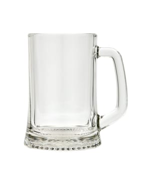 Empty beer glass mug isolated on white background.