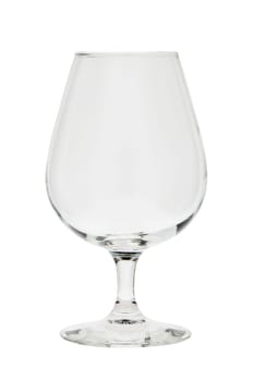 Empty clear beer glass isolated on white background. Snifter beer glass