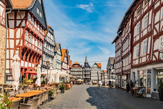FRITZLAR 2019-07-10 GERMANY Commercial street in downtown Fritzlar in northern Hesse
