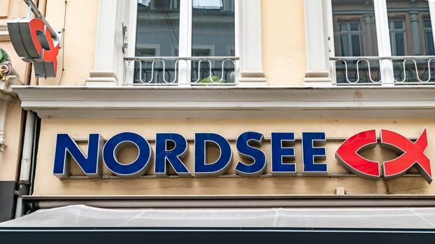 TRIER, GERMANY - SEPTEMBER 13, 2019: Nordsee sign and logo. Nordsee is a German fast-food restaurant chain specialising in seafood.