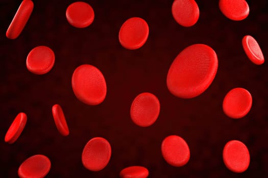 3d rendering of erythrocyte or red blood corpuscle. 3d illustration of Red blood cells.