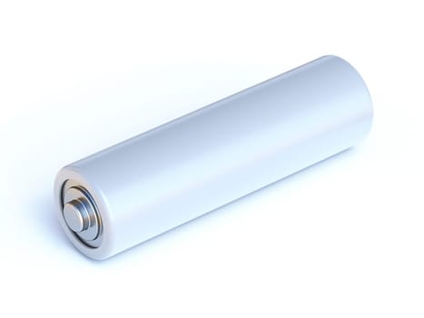 Blank white battery 3D rendering illustration isolated on white background