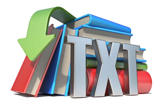 eBook TXT download concept 3D rendering illustration isolated on white background