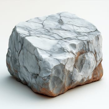 A block of white marble with intricate gray veins and rough, weathered edges, placed against a neutral background. A blend of smooth and rugged textures.