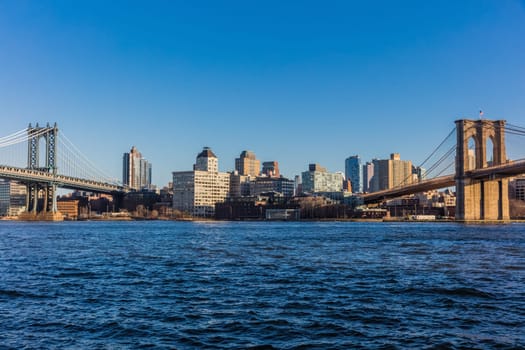 the Brooklyn and Manhattan Bridges Landmarks in New York City USA