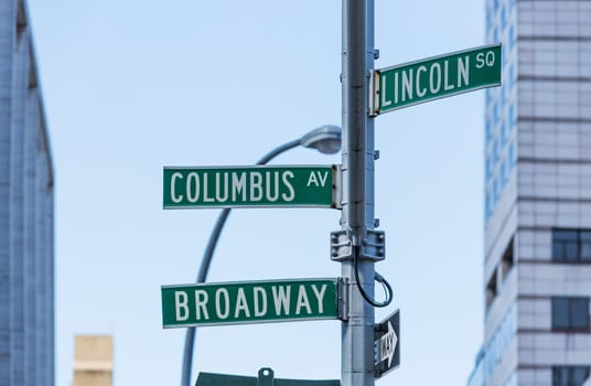 streets names signs one of the main Manhattan avenues in New York City USA