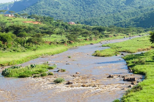 River valley water rapids scenic valley summer landscape