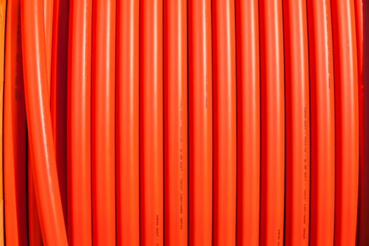 Fiber optic internet cable closeup  abstract background on instalation drum