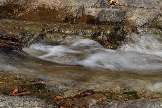 Waterfall in Thailand on Koh Samui photographed closeup