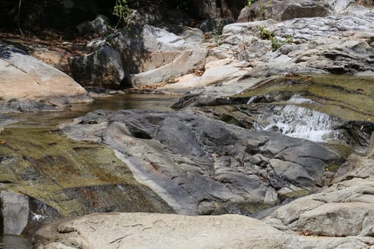 Waterfall in Thailand on Koh Samui photographed closeup