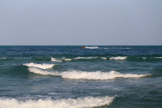 Beautiful large sea waves photographed close up