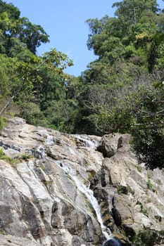 Waterfall in Thailand on Koh Samui photographed closeup