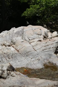 Waterfall in Thailand on Koh Samui photographed closeup