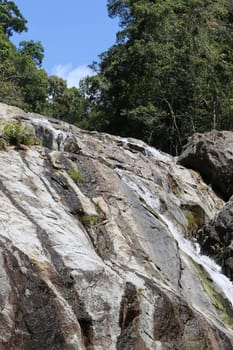 Waterfall in Thailand on Koh Samui photographed closeup