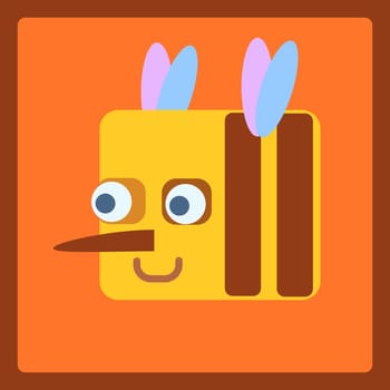 Bee stylized cartoon animal icon. Baby style