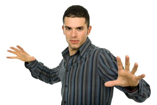 young man portrait in a white background