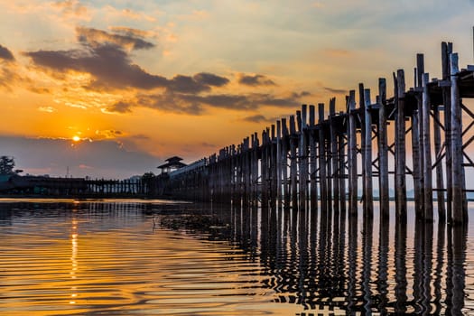 U Bein Bridge Taungthaman Lake Amarapura Mandalay state Myanmar (Burma)