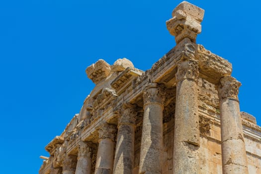 Temple of Bacchus romans ruins of Baalbek in Beeka valley Lebanon Middle east