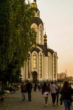 Orthodocx Christian Church in Dnipro city in Ukraine. Orthodox christianity religion. The photo is taken on 13.10.19