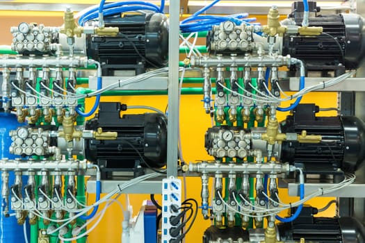 Air line, compressors for pneumatic instrument. Professional car or tire service equipment