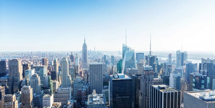 Manhattan downtown skyline with skyscrapers, panorama, New York City USA