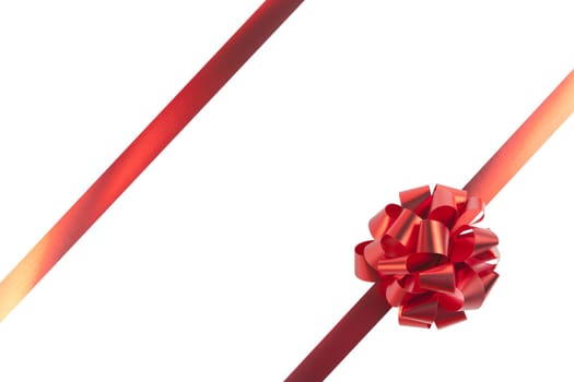 Red gift bow and ribbons isolated on white