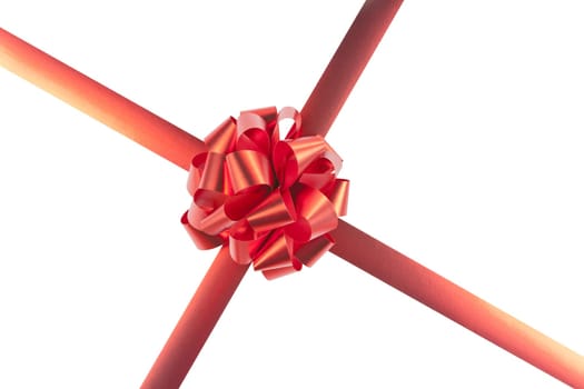 Red gift bow and ribbons isolated on white
