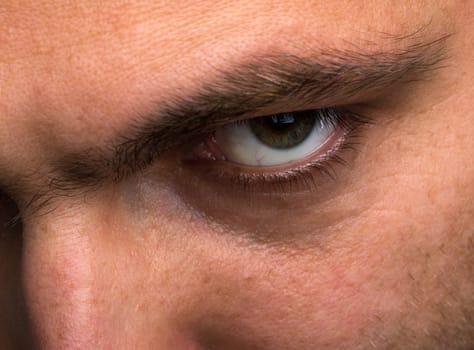 Closeup of evil looking man