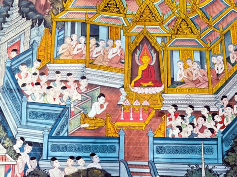 Religious painting in Wat Po Temple, Thailand