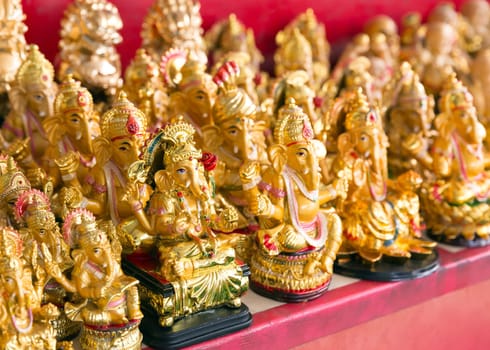 Ganesha golden statues in Wat Po Temple, Thailand