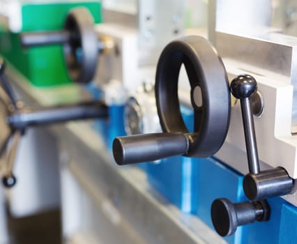 Lever of machine at workroom