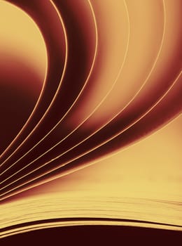 Macro view of book pages. Toned