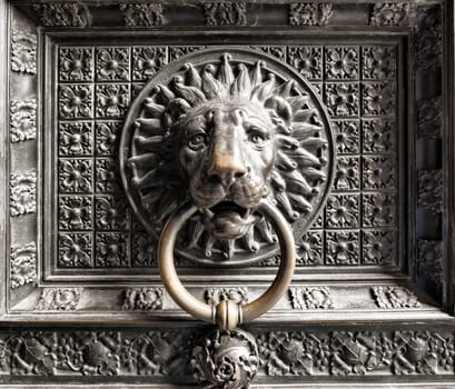 The cathedral of Cologne. Lions head door knocker