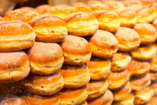 Sweet buns at the bakery shelf