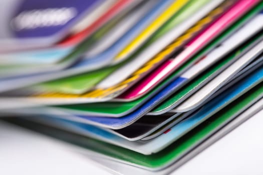 Heap of colorful credit cards
