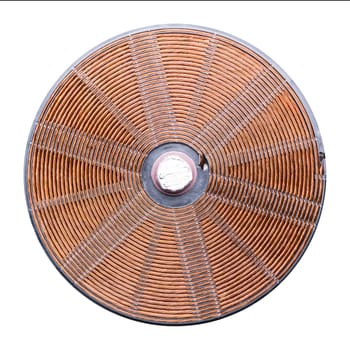 Induction heater copper elements closeup. Electromagnet inductor coil