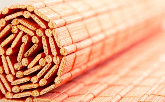 Closeup of rolled bamboo mat