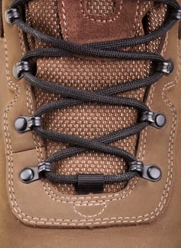 Closeup view of hiking boot