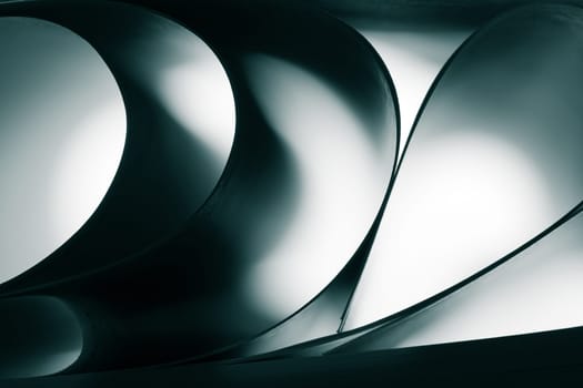 Dark abstract curves of paper sheets