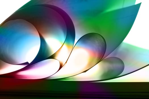 Abstract colorful curves of paper sheets