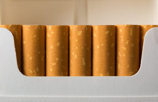 Close-up of cigarettes in pack