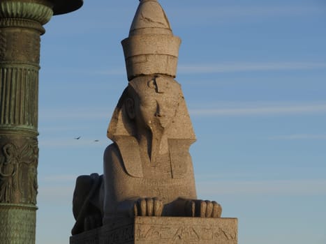 St. Petersburg, Russia, January 15 , 2020. Egyptian sphinx pharaoh Amenhotep