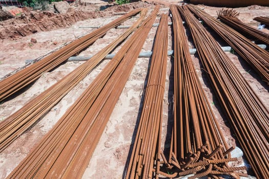 Construction steel metal rods for concrete strenthening of new structures.
