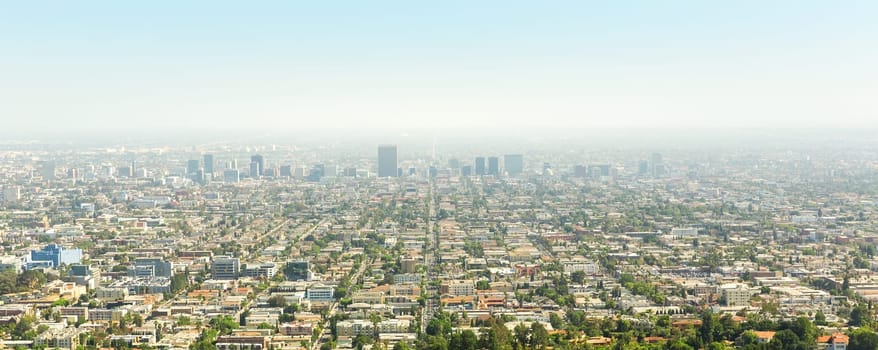 Cityscape of Los Angeles architecture at sunset,California, USA