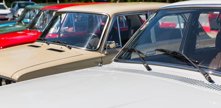 Close up of parking cars
