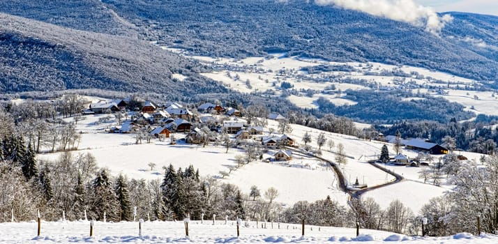 mountain landscape in winter with snow