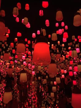 The performance art lamp in a room filled with mirrors.