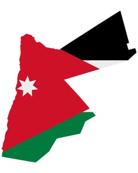 Fahne in Landkarte von Jordanien