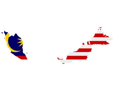 Fahne in Landkarte von Malaysia