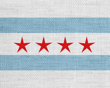 Flag of Chicago on old linen